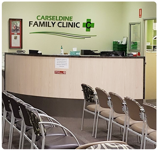 The waiting room of Carseldine Family Clinic.
